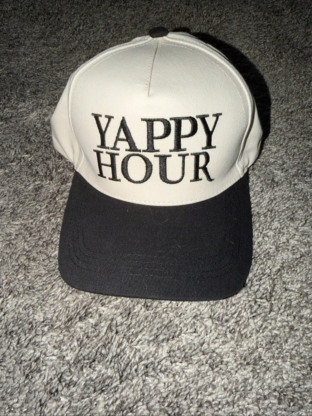 Yappy Hour Two-Tone White and Black Cap